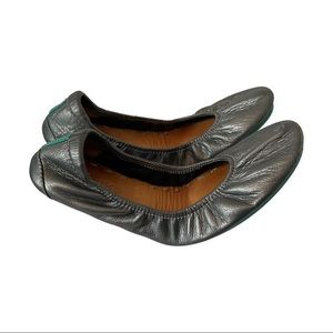 Tieks Leather Metallic Pewter Silver Flats Size 7